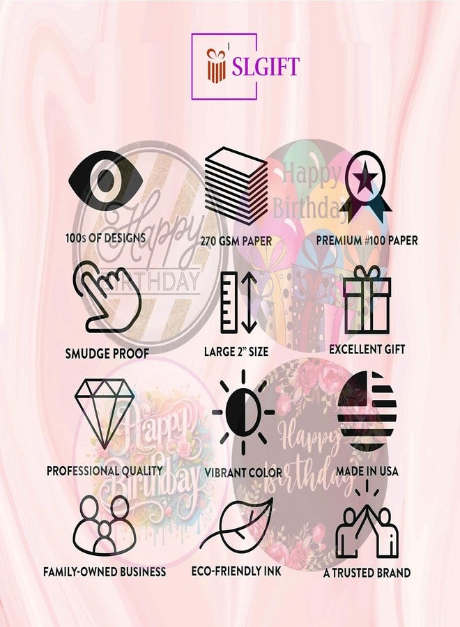 SLGIFT Vinyl Happy Birthday Theme Sticker, Self-Adhesive Vinyl Stickers, 40 Pieces, 2 x 2 Inches Round Sticker, 4 Unique Designs, R197 - Image 5